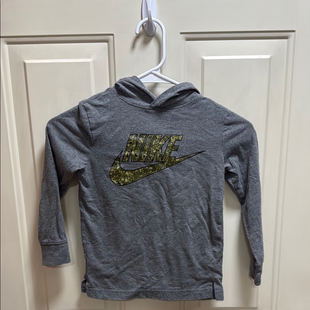 Nike Gray Long Sleeve Hoodie with Iconic Logo size S / 5